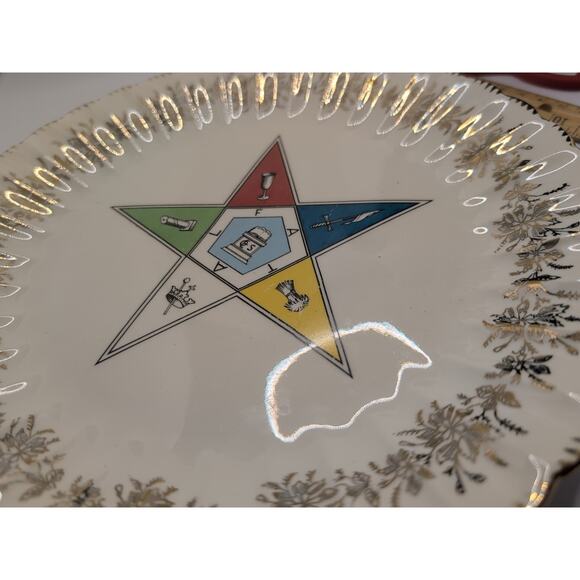 Vintage Sander MFG Eastern Star Masonic 10" Plate Warranted 23K Gold Tenn USA - Picture 4 of 4